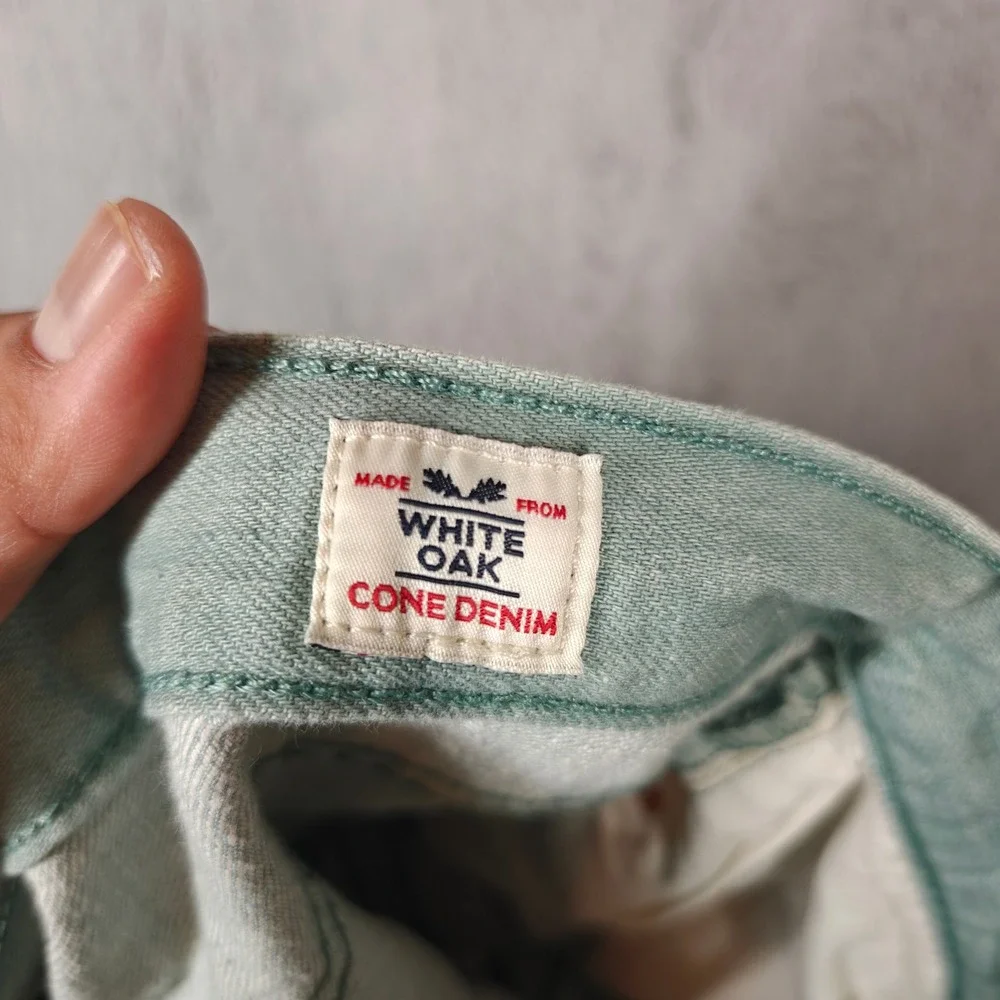 Levi 501 Jeans Mens 32x34 Green White Oak Cone Denim Button Fly Straight Leg